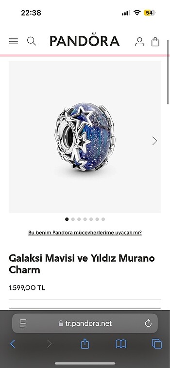 Beden lacivert Renk Galaksi Mavisi ve Yıldız Murano Pandora Charm