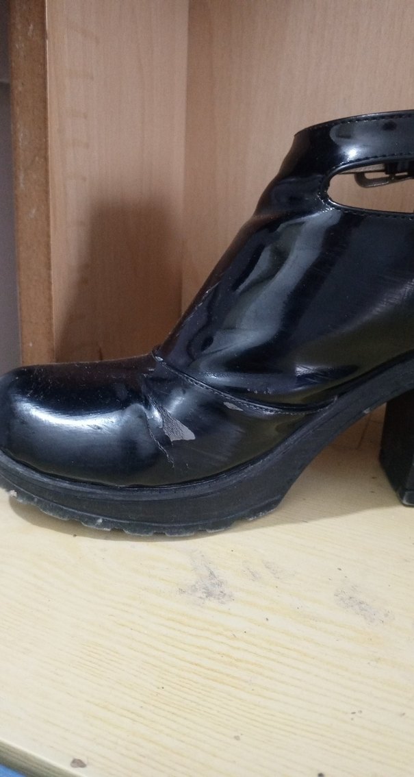 Siyah Tokalı Gotik Kadın Botu, Kalın Topuklu - Görsel 3