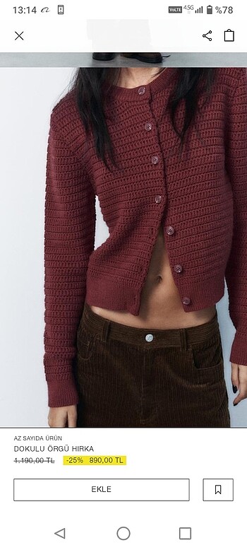 Massimo Dutti Massimo Dutti bordo dokulu örgü hırka