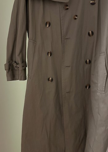 Venita Bej Keten Kadın Uzun Trençkot - Görsel 3