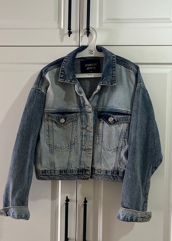Düğmeli Gri Mavi Denim Kadın Ceket