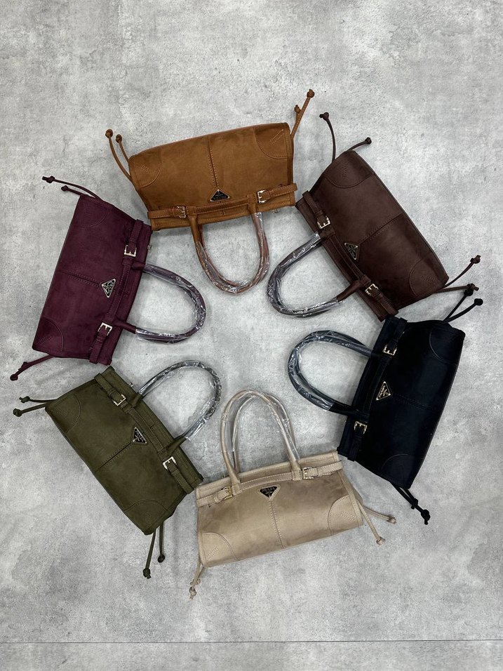 Haki Prada Mini Suede El Çantası — görsel 2/3