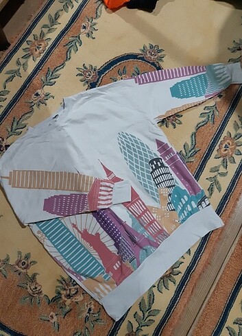 Manzara desenli sweatshirt