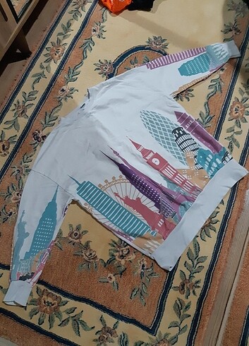 s Beden Manzara desenli sweatshirt