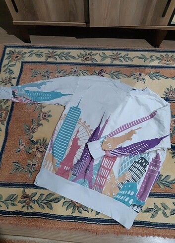 s Beden çeşitli Renk Manzara desenli sweatshirt
