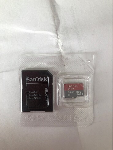 Orjinal sandisk 64GB microSD adaptörlü