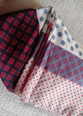 Kırmızı Gri Puantiyeli Kadın şal - Görsel 2