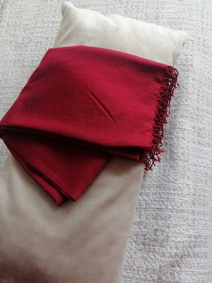 Bordo Püsküllü Kadın Şal - Görsel 2