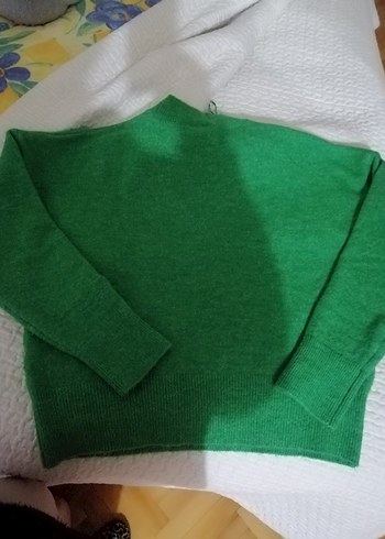 Yeşil V Yaka Örgü Kadın Kazak - Görsel 4