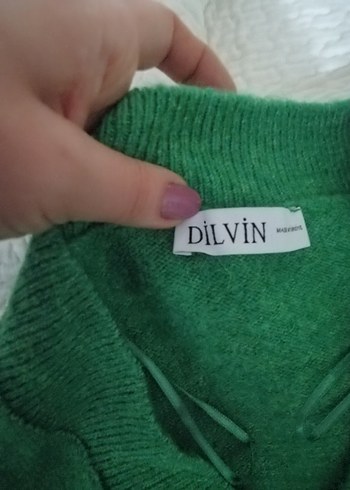 Yeşil V Yaka Örgü Kadın Kazak - Görsel 3