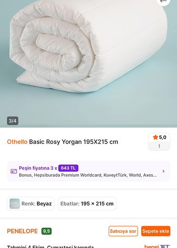 Othello Basic Rosy Beyaz Yorgan 195x215 cm