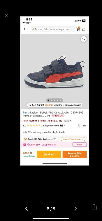 Puma PUMA Puma Multiflex SL V Inf Unisex lacivert renk ilanı