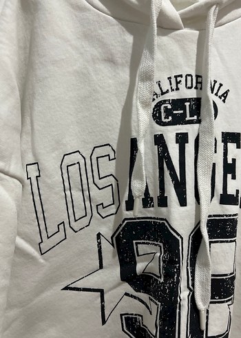 Beyaz Kapüşonlu Sweatshirt - Görsel 2