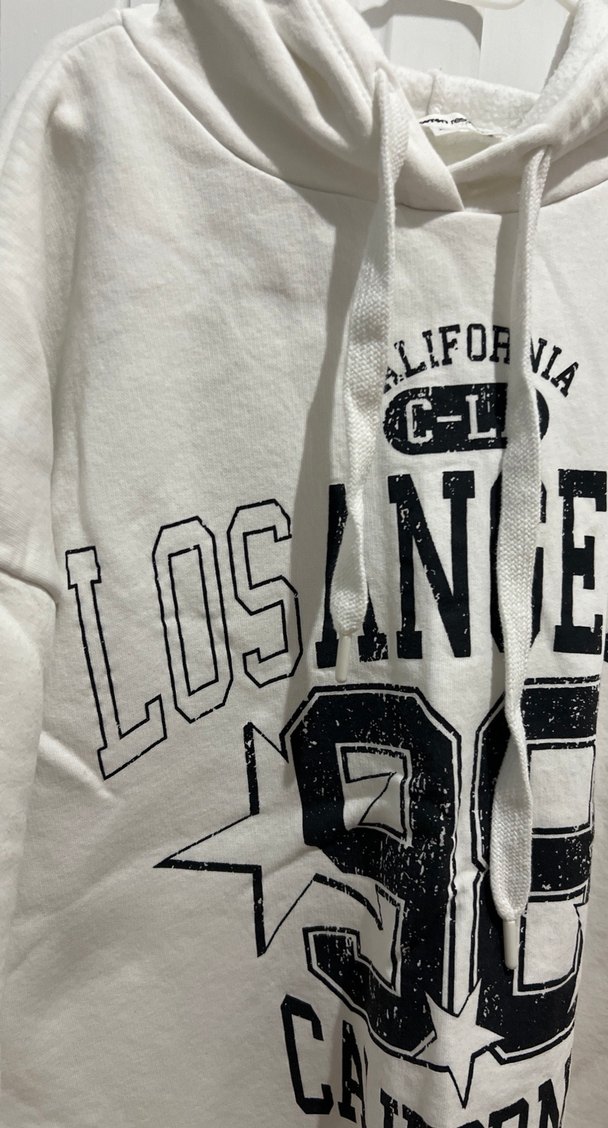 Beyaz Kapüşonlu Sweatshirt - Görsel 2