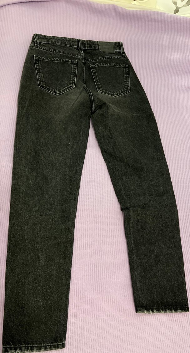 Kadın Siyah Midi Denim Pantolon - Görsel 2