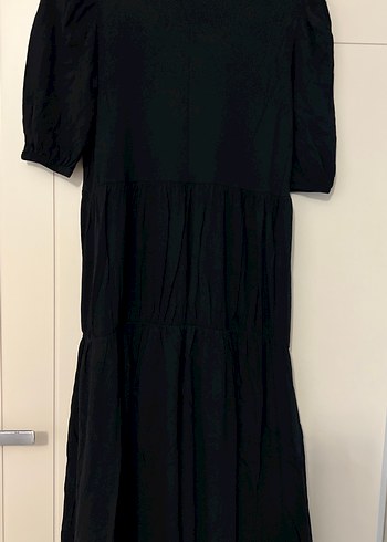 Siyah Uzun Keten Salaş Elbise - Görsel 5