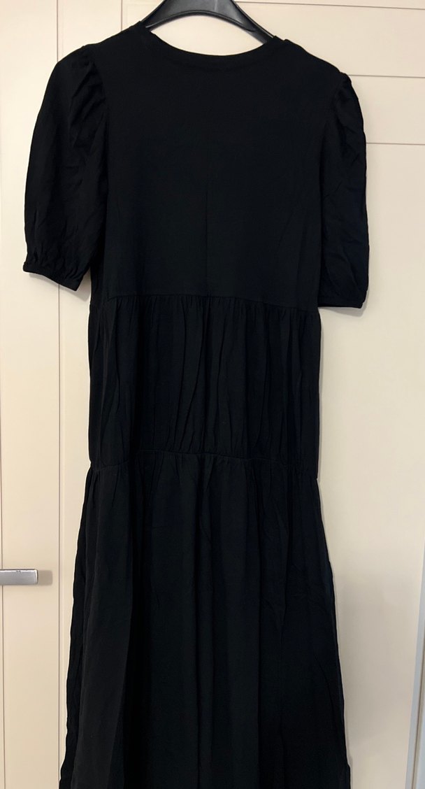 Siyah Uzun Keten Salaş Elbise - Görsel 5