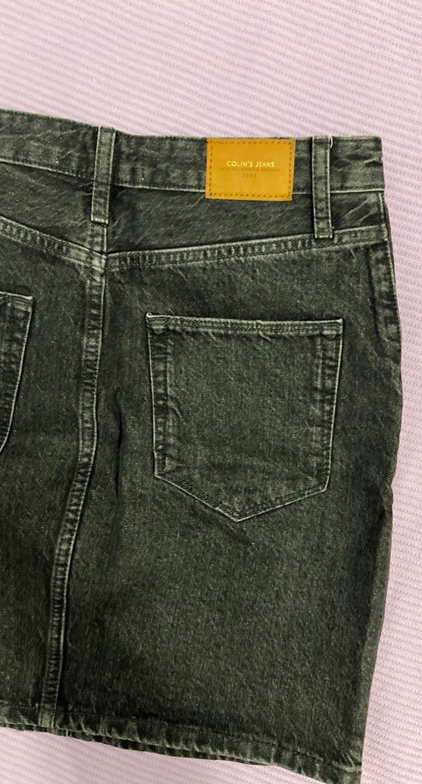 Kahverengi Koyu Denim Mini Etek - Görsel 3