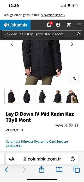 m Beden ORJİNAL COLUMBIA LAY D DOWN KADIN MONT