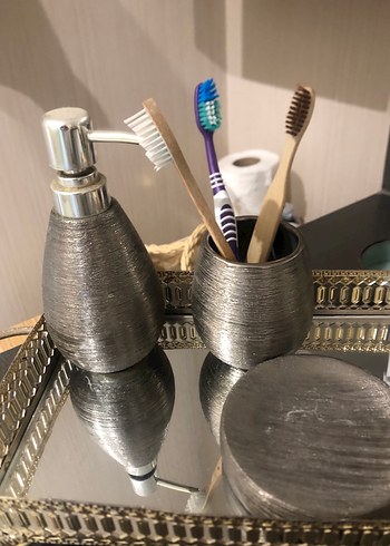 Gri Banyo Aksesuar Seti