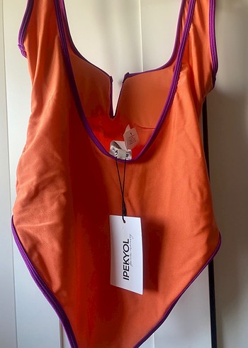İpekyolu Burcu Esmersoy Koleksiyonu Turuncu Askılı Kadın Mayo - Görsel 5