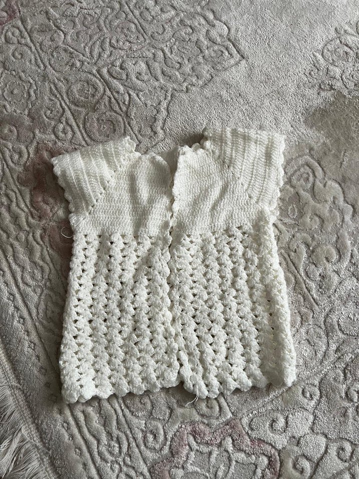 Beyaz Triko Kız Çocuk Kolsuz yelek - Görsel 2