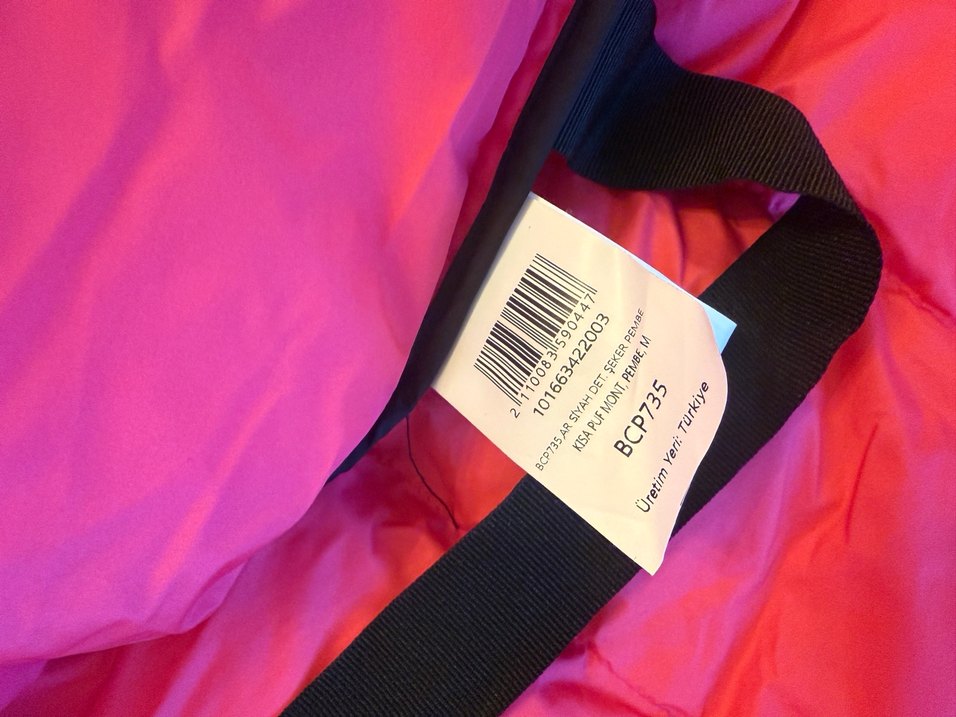 Düğmeli Pembe Kısa Kadın Kışlık Mont - Görsel 3