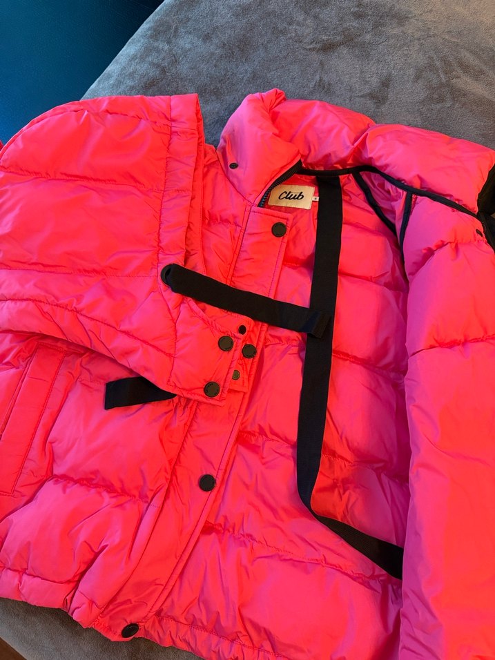 Düğmeli Pembe Kısa Kadın Kışlık Mont - Görsel 4