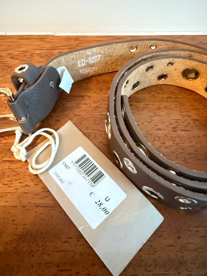 Vizon-kahve deri metal delikli kemer - Görsel 2