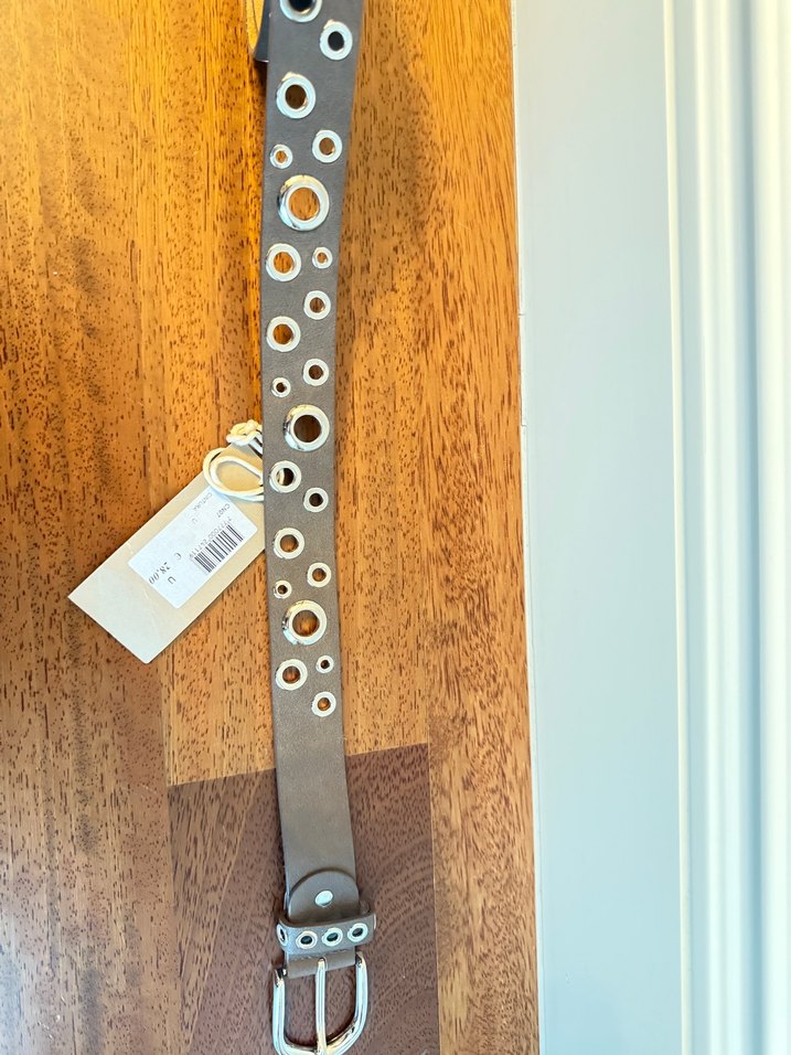 Vizon-kahve deri metal delikli kemer - Görsel 4