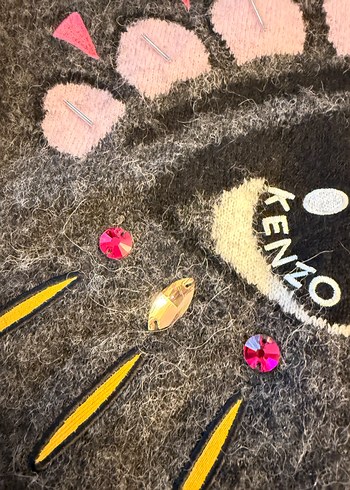 Kenzo gri göz nakisli yünlü kislik kazar - Görsel 3