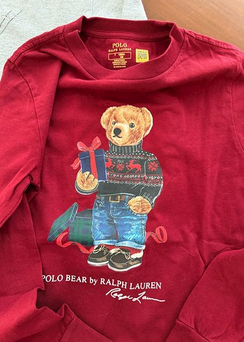 7 Yaş Beden gri Renk Kırmızı - Gri orjinal Polo Ralph Lauren Cocuk T shirt
