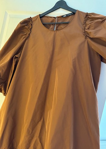 Kadın Kahverengi Midi tafta kumas Elbise - Görsel 2