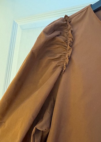 Kadın Kahverengi Midi tafta kumas Elbise - Görsel 4