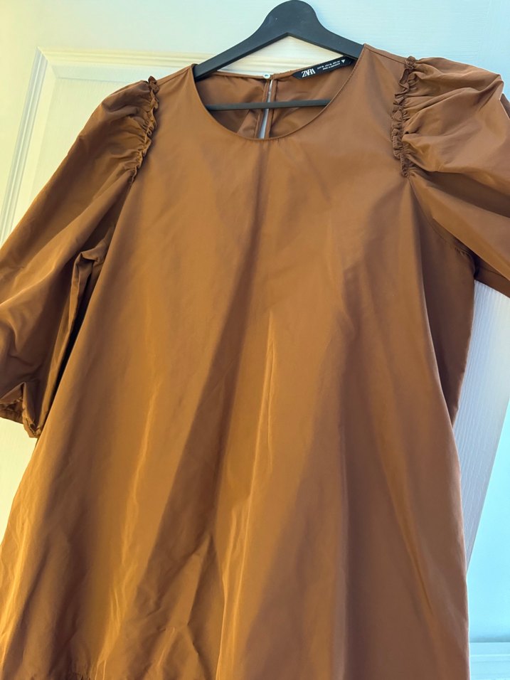 Kadın Kahverengi Midi tafta kumas Elbise - Görsel 2