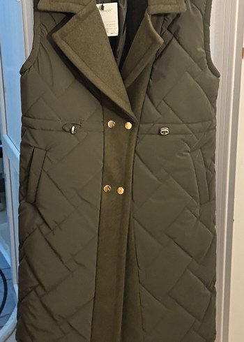 Düğmeli yeşil Kadın Yelek - Görsel 2