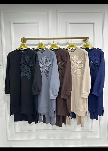 Siyah Çiçek Detaylı ikili takım - Görsel 2