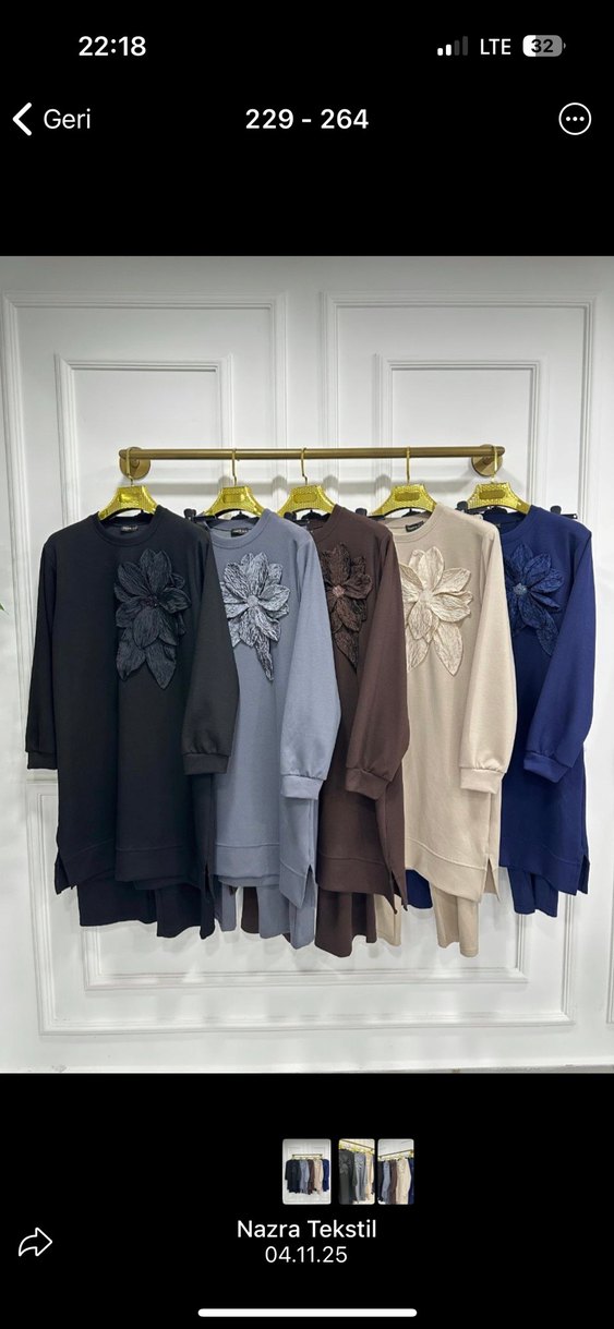 Siyah Çiçek Detaylı ikili takım - Görsel 2