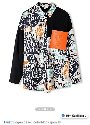 Twist Gömlek SLOGAN DESEN COLORBLOCK