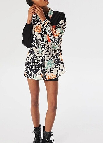 Twist Gömlek SLOGAN DESEN COLORBLOCK - Görsel 8