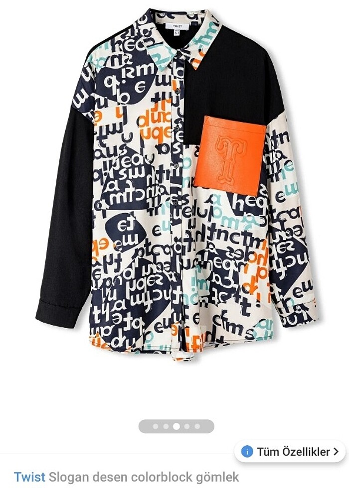 Twist Gömlek SLOGAN DESEN COLORBLOCK - Görsel 2