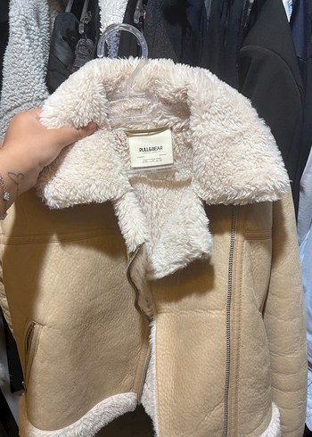 Kadın Bej Süet Kürk Detaylı Kışlık Ceket - Görsel 3