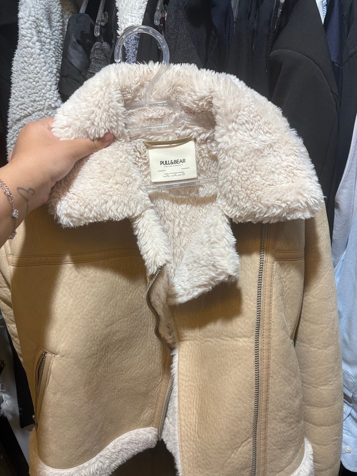 Kadın Bej Süet Kürk Detaylı Kışlık Ceket - Görsel 3