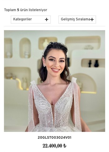 Işıl ışıl parlayan kumaşlı A kesim kendinden tarlaranlı Gelinlik - Görsel 8