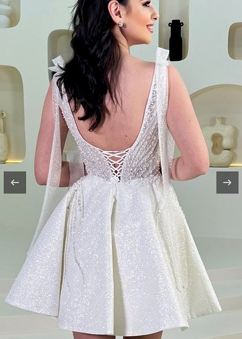 Işıl ışıl parlayan kumaşlı A kesim kendinden tarlaranlı Gelinlik - Görsel 9