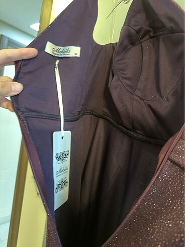 mor simli uzun abiye - Görsel 5