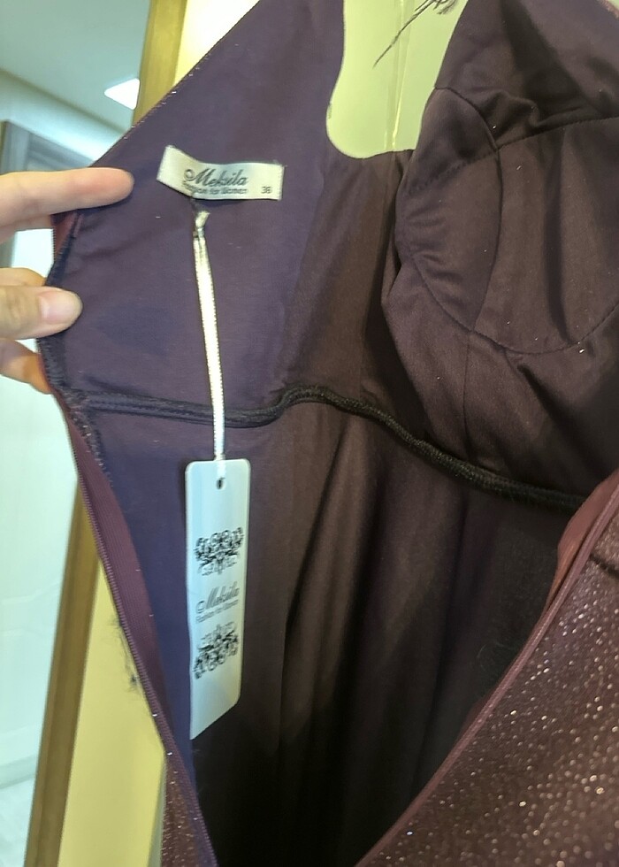 mor simli uzun abiye - Görsel 5