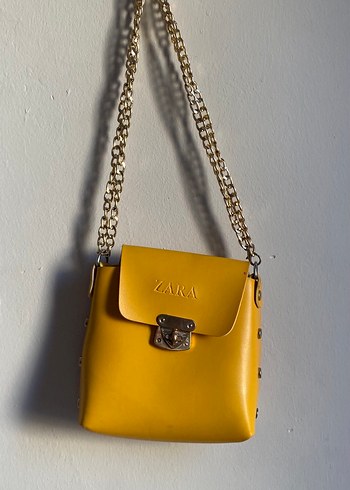 Sarı Deri Tokalı Kadın Çanta - Görsel 2