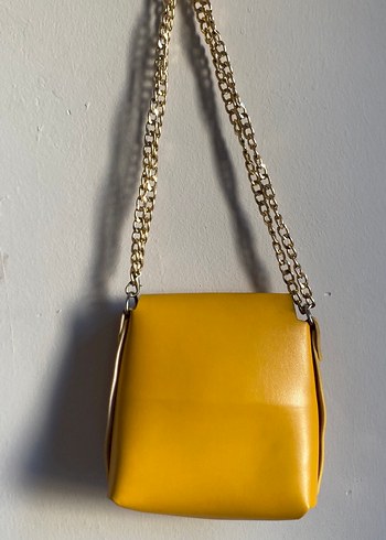 Sarı Deri Tokalı Kadın Çanta - Görsel 3