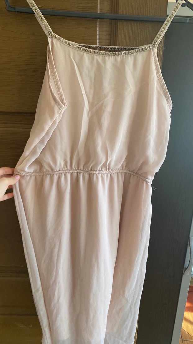 Bej Askılı Elbise - Görsel 3